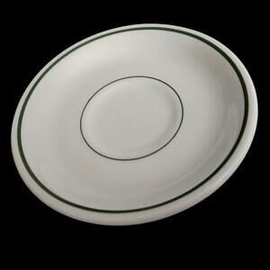 Buffalo China Green Band Restaurant Ware 6-Inch Saucers Set of 4
